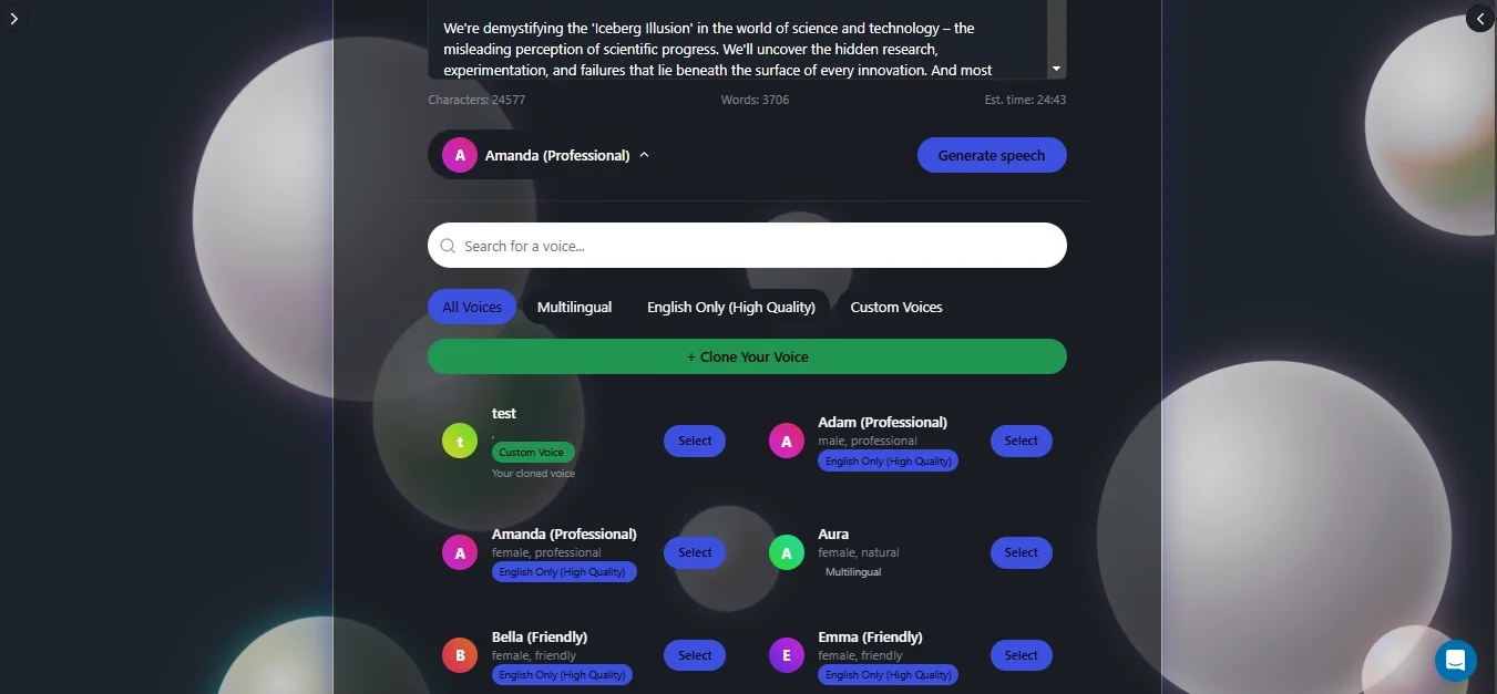 AI Voiceover & Cloning